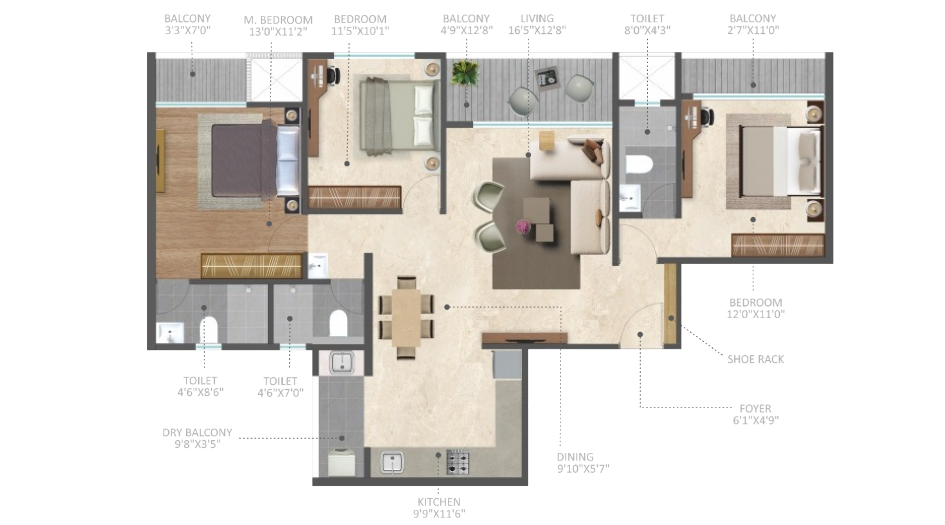 Silver-Altair-Floor-Plan-3-BHK